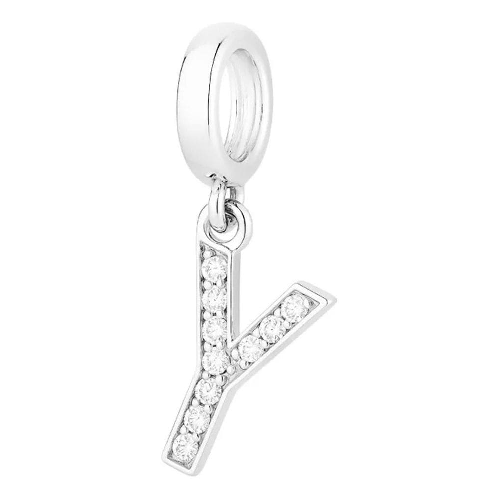 Pingente Berloque Iniciais Cristal Prata 925 Le Prata-Y