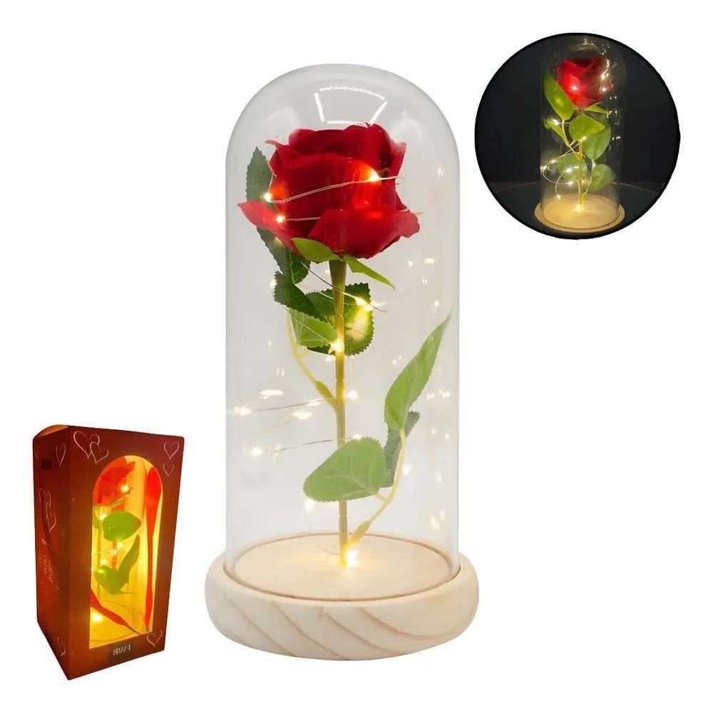 Redoma Rosa Encantada Iluminada Dia Dos Namorados Ca 127/220