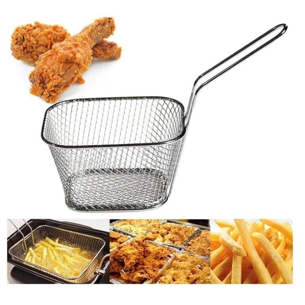 Mini Cesto Frituras Inox Batata Frita Rústica Frango Servir Porções Aperitivos Churros Multiuso Mesa Lanchonete Restaurante