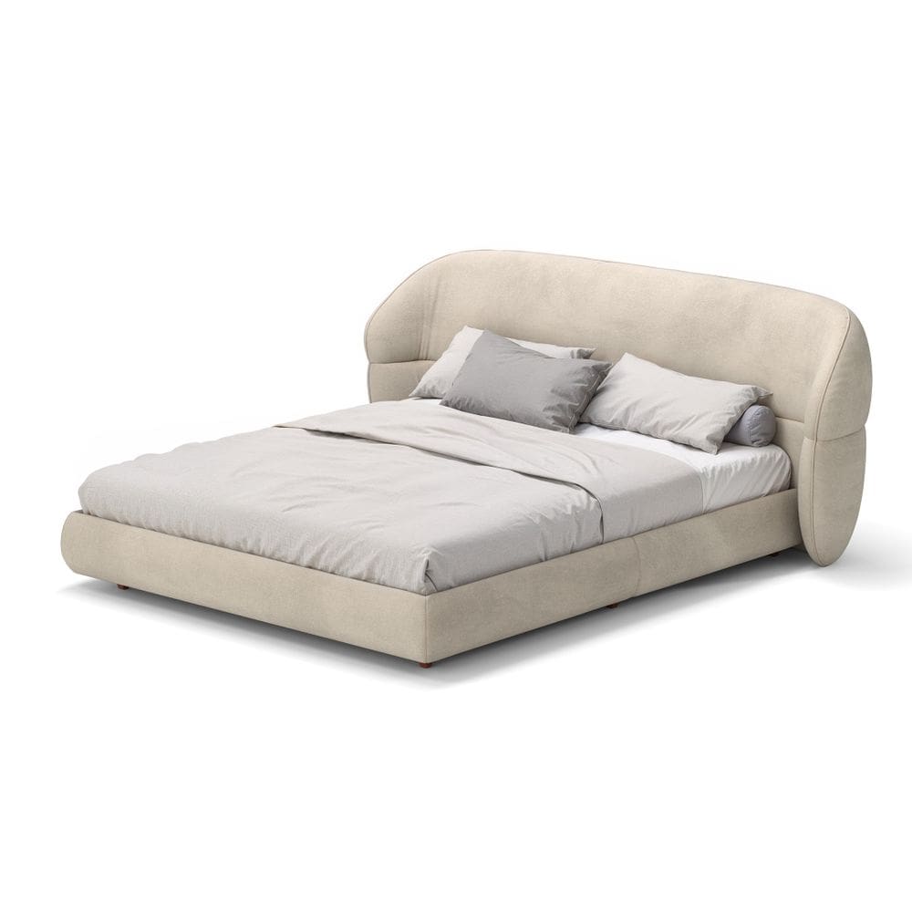 Cama Queen Base Estofada Boucle Com Cabeceira Plus Damie