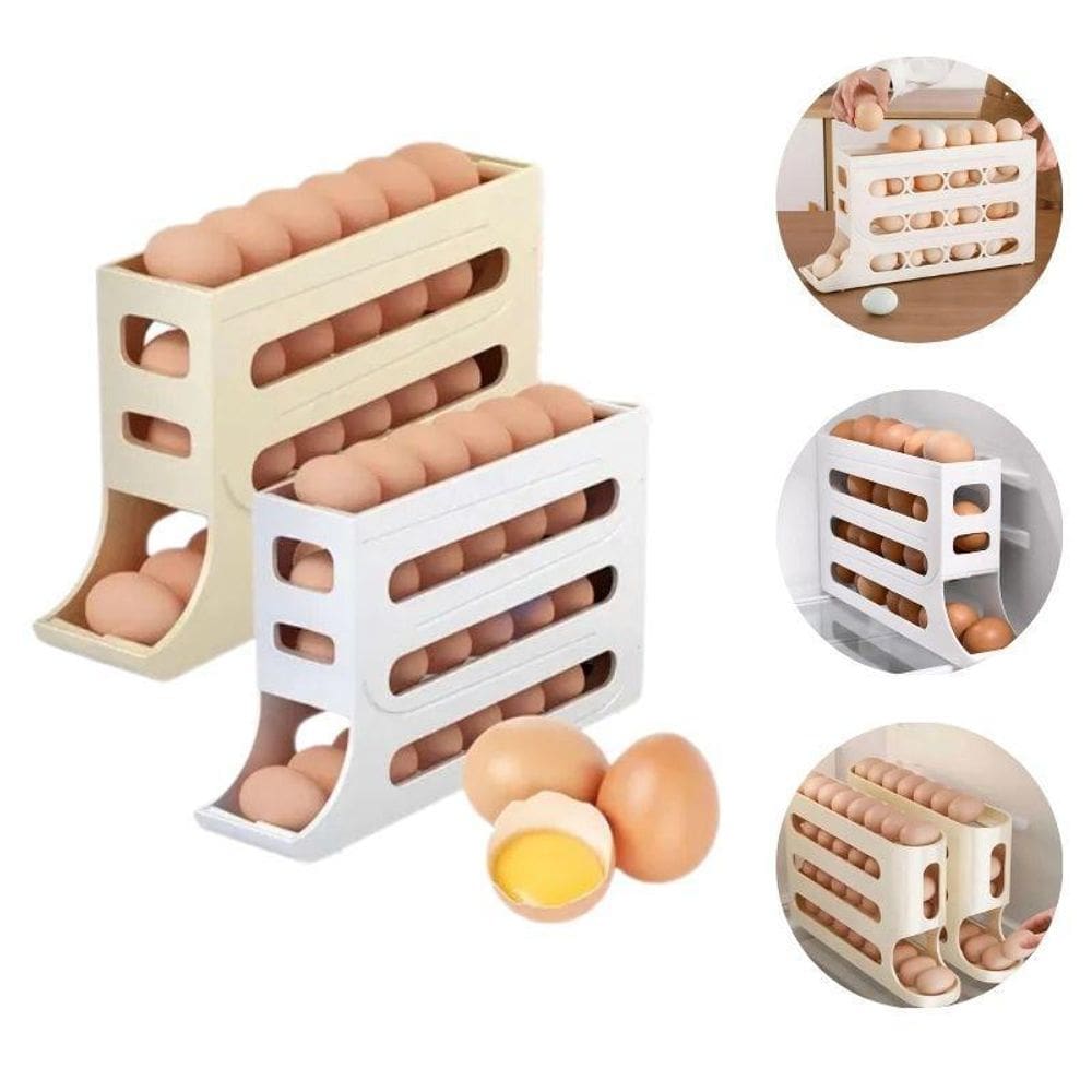 Porta Ovos 4 Andares Gaveta Dispenser Com Sistema Deslizante