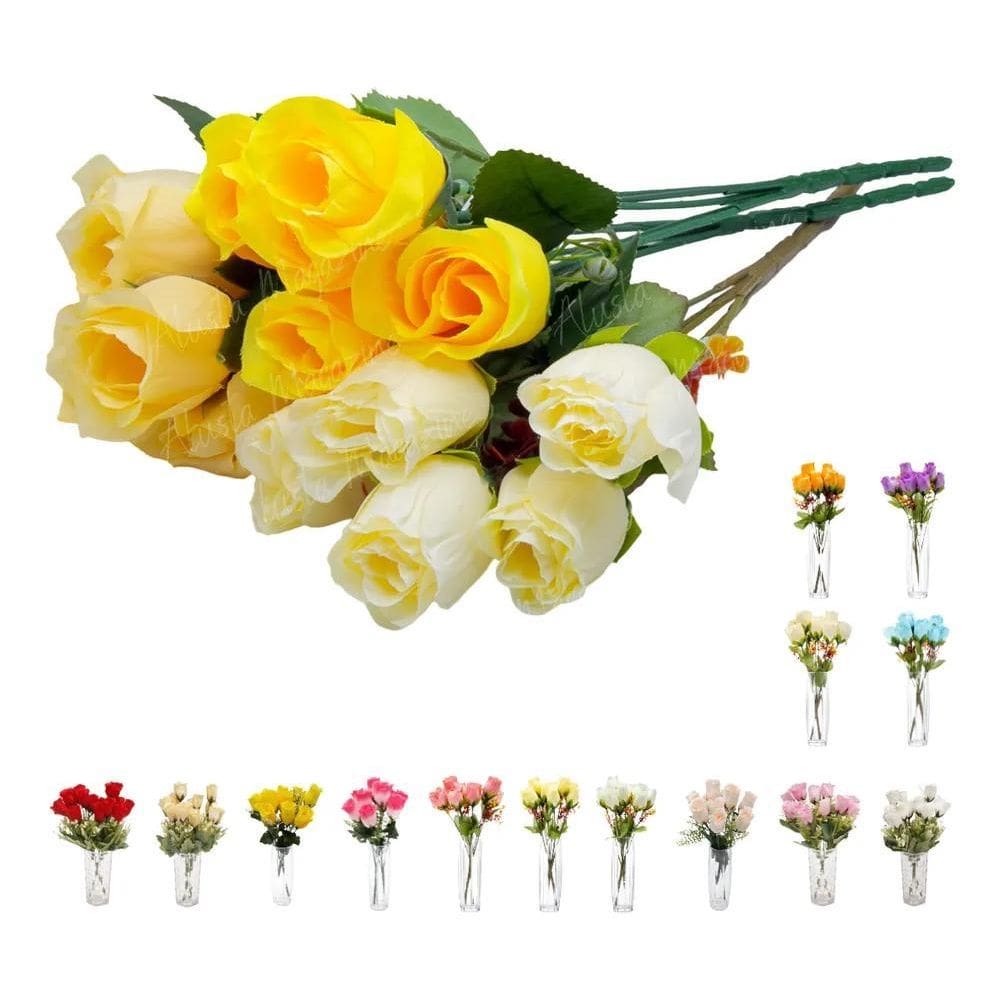 40 Botão Rosa  8 Buqu Tons De Amarelo Mix