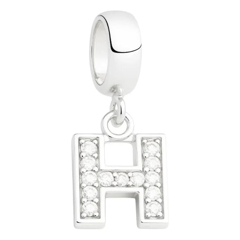 Pingente Berloque Iniciais Cristal Prata 925 Prata - H