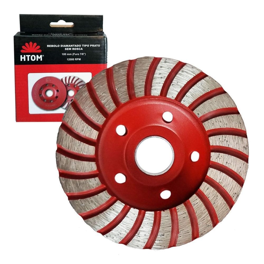 Rebolo Disco Diamantado 100Mm X 22Mmpara Esmerilhadeira Htom
