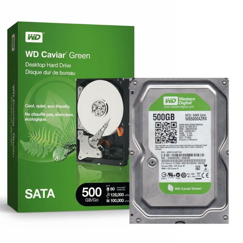 HD Interno Desktop WD Caviar Green 500GB SATA 6Gb/s 5400RPM 64MB Cache WD5000AZRX 3.5”