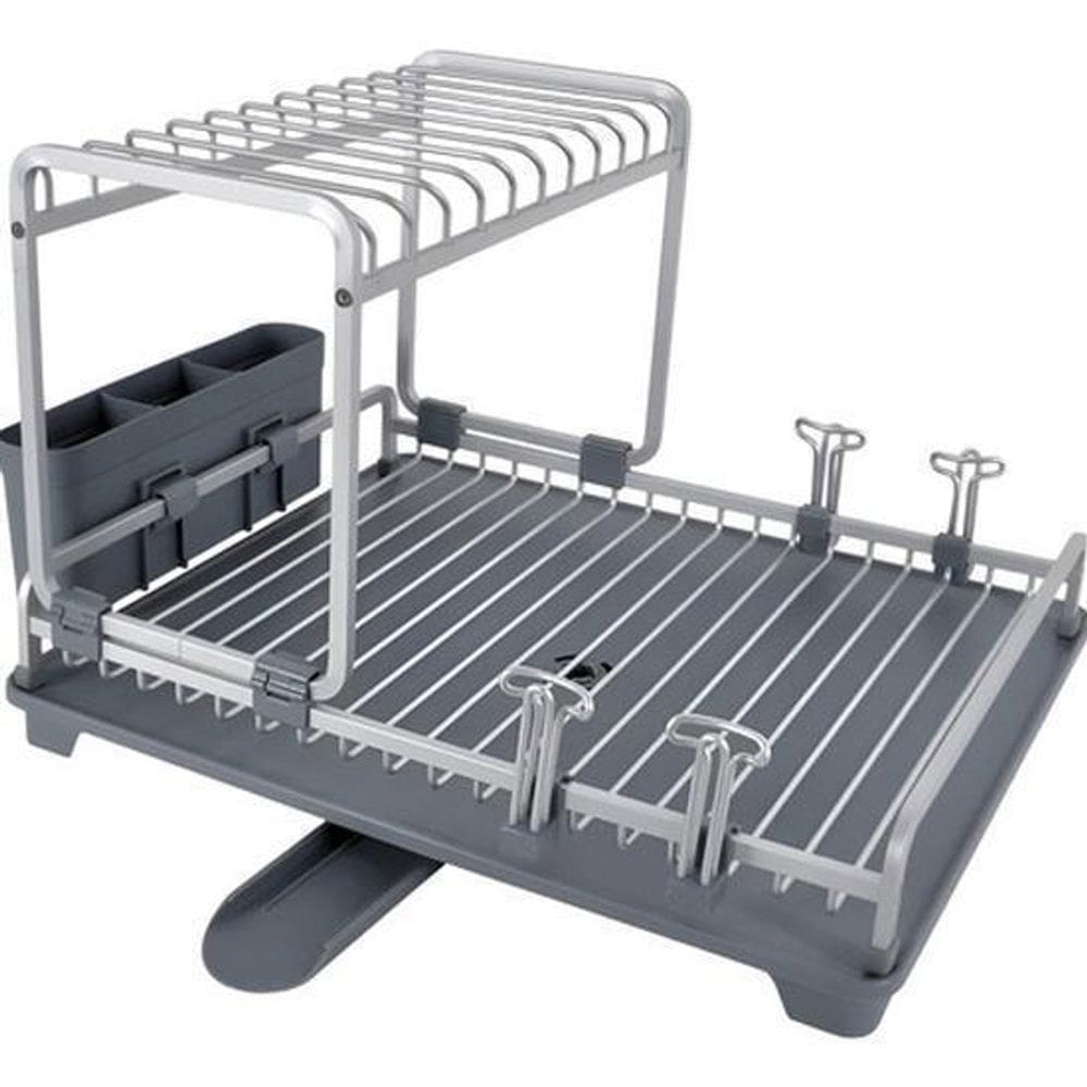 Escorredor De Louça Duplo Em Aluminio 3 Peças Até 20 Pratos