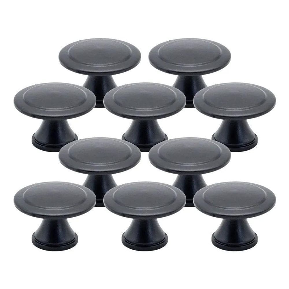 12 Pçs Puxador Ponto Bolinha Colonial 1 Furo Gave Preto Fosc