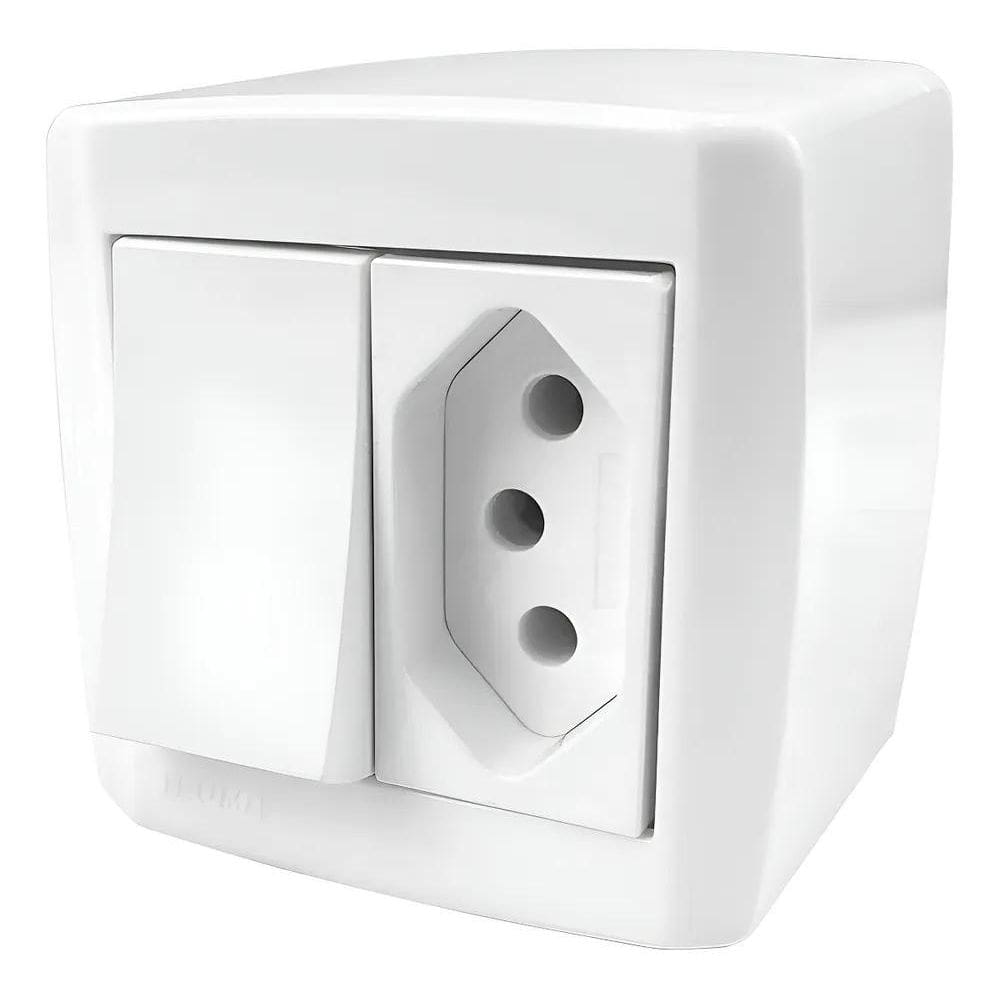 Interruptor Simples + Tomada 20A Box Slim Ilumi Externo Cor