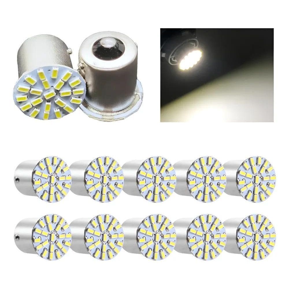 Kit 10 Lampada 22 Led Ba15S 1 Polo Cores 3014 At Branco