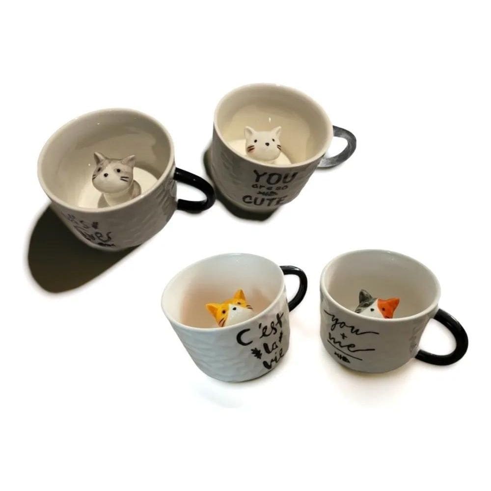 2X Caneca Fofa Gatinho Dentro Cores Presente Idealc