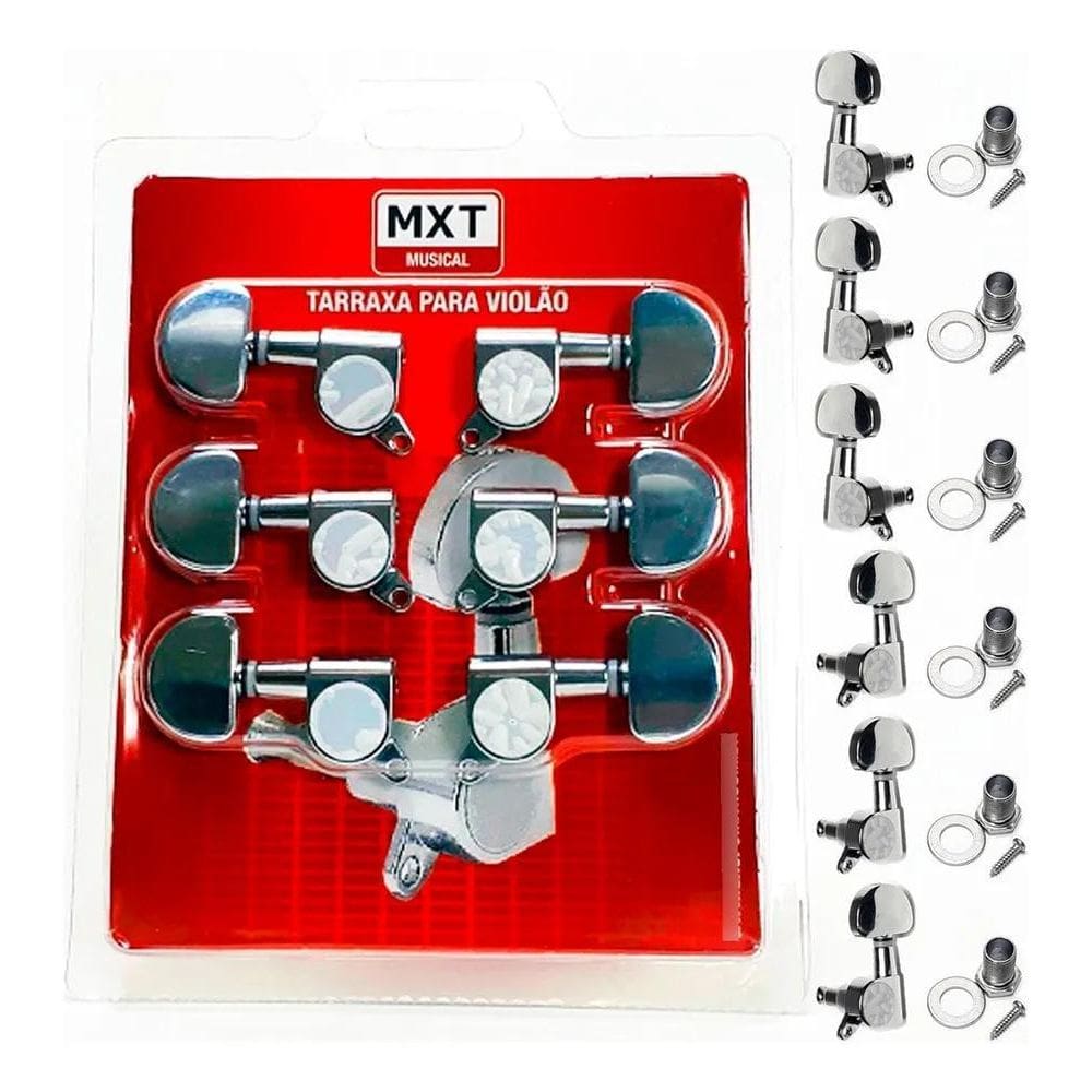 Tarraxa Tarracha Blindada Para Violão Aço Jogo Com 6 Peças