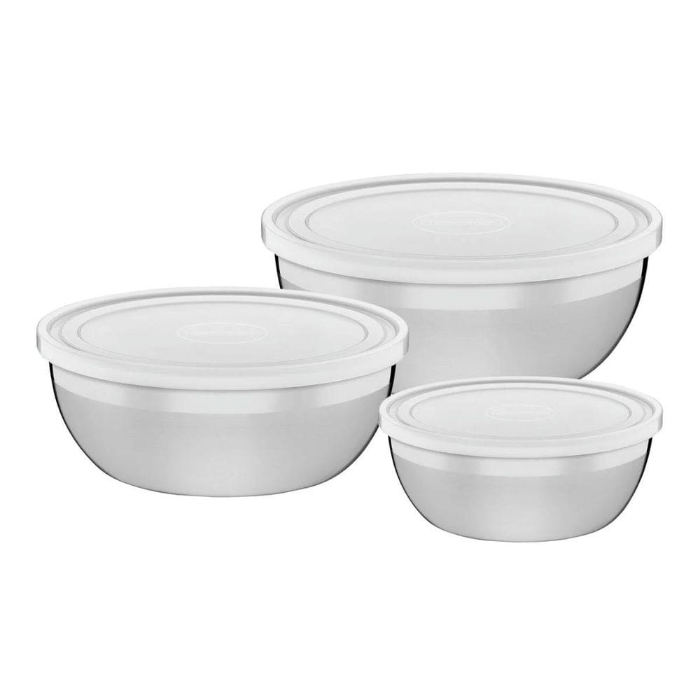 Jogo De Potes Aço Inox 3 Pçs Com Tampa Plástica Freezinox