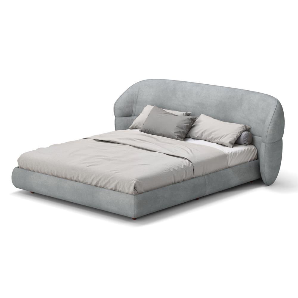 Cama King Base Estofada Boucle Com Cabeceira Plus Damie