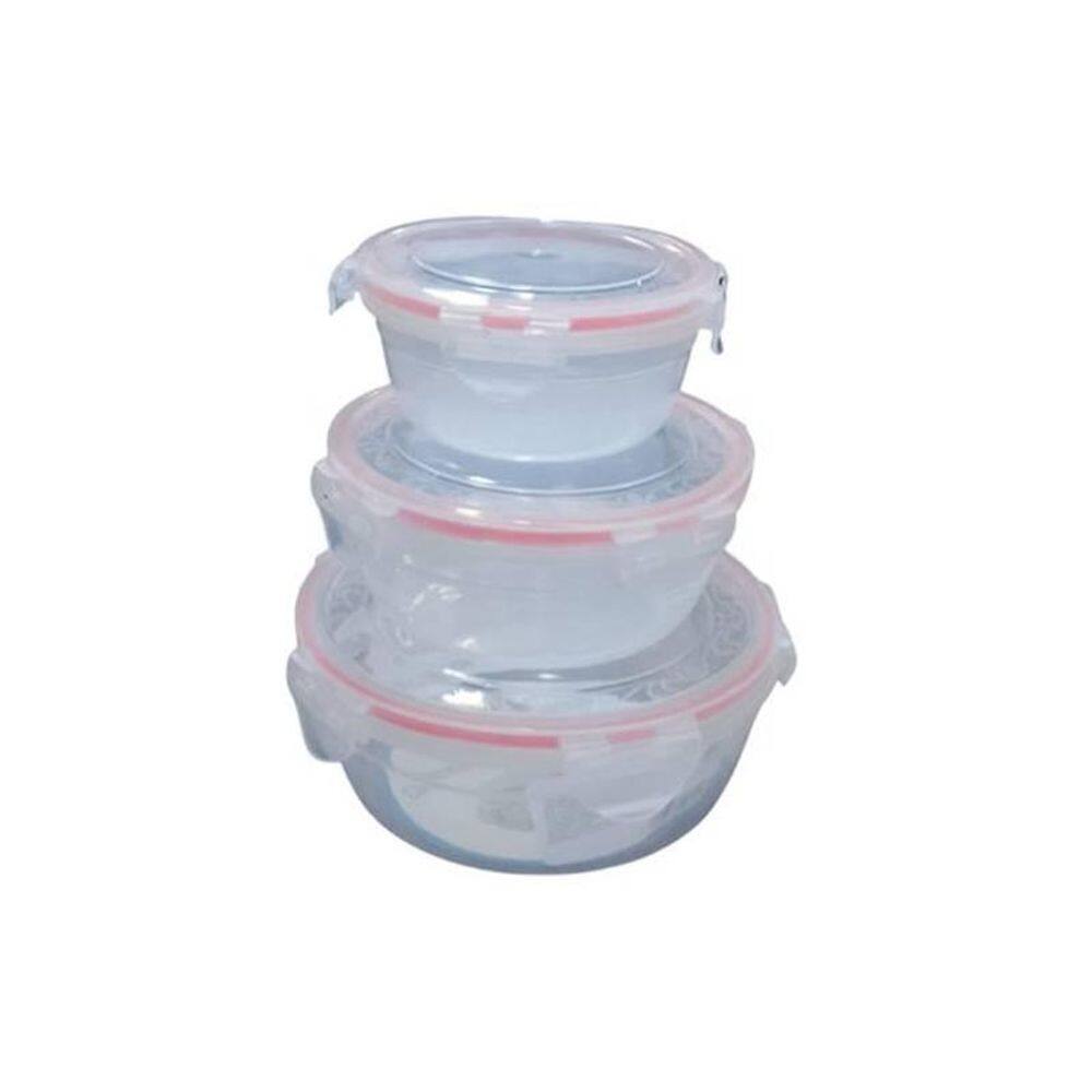 Jogo 3 Potes Hermético Redondo Com Tampa 320Ml/580Ml/1000Ml