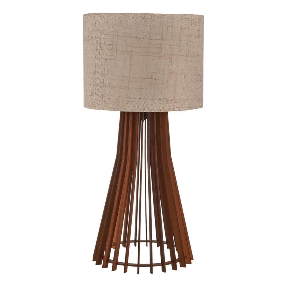 Abajur Rústico De Madeira Para Decorar Quarto, Sa Linho Escu