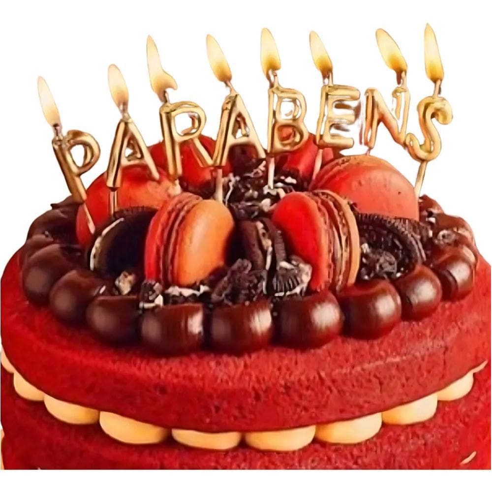 10X Vela De Parabéns Dourada Letras Metalizadas Aniversário