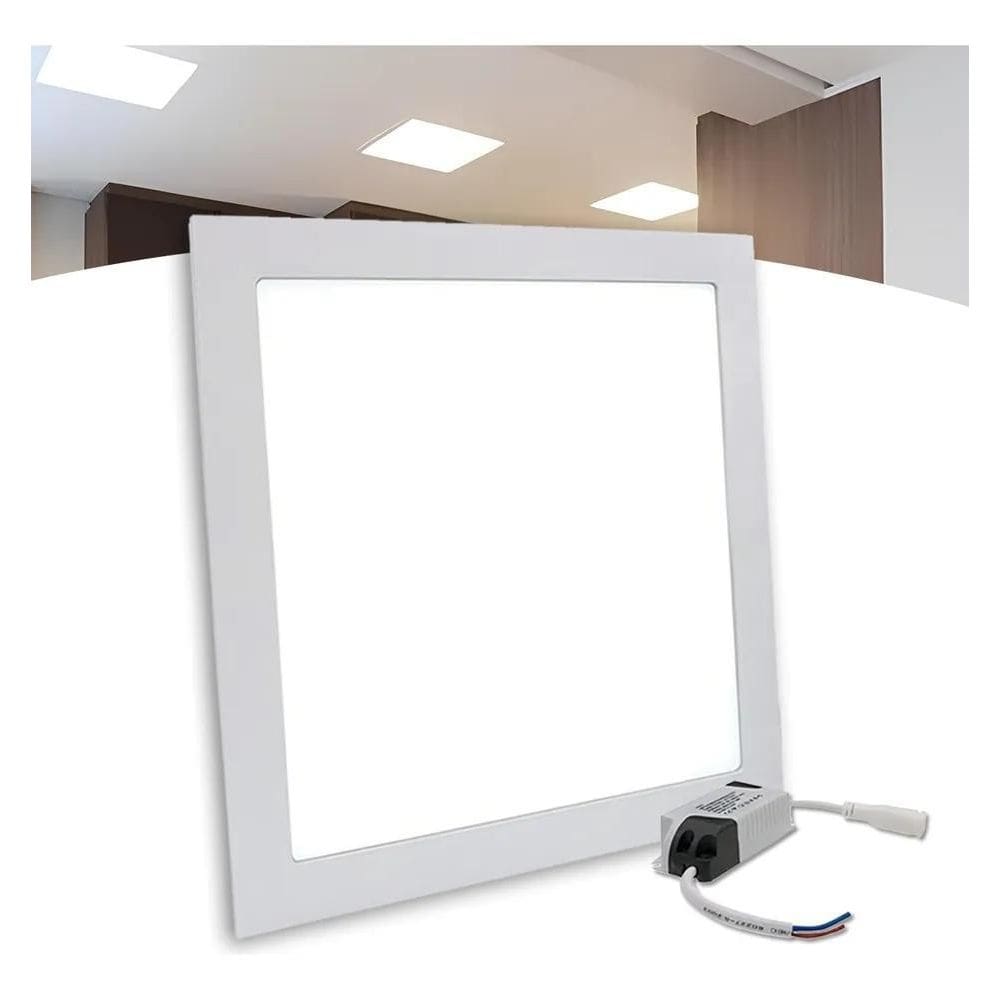 Plafon Led 30X30 Embutir Quadrado Branco Frio Bivolt 32W