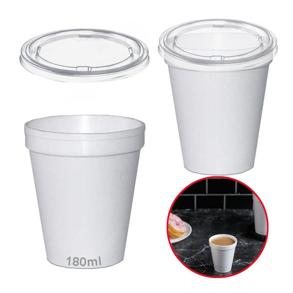 Copo Térmico Isopor 180Ml Tampa Plástica C/200 Cor Branco