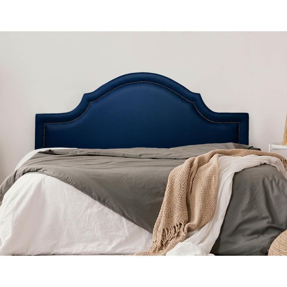 Cabeceira Casal Provençal Luxo 140x60 Courino Azul - Tachas Fumê