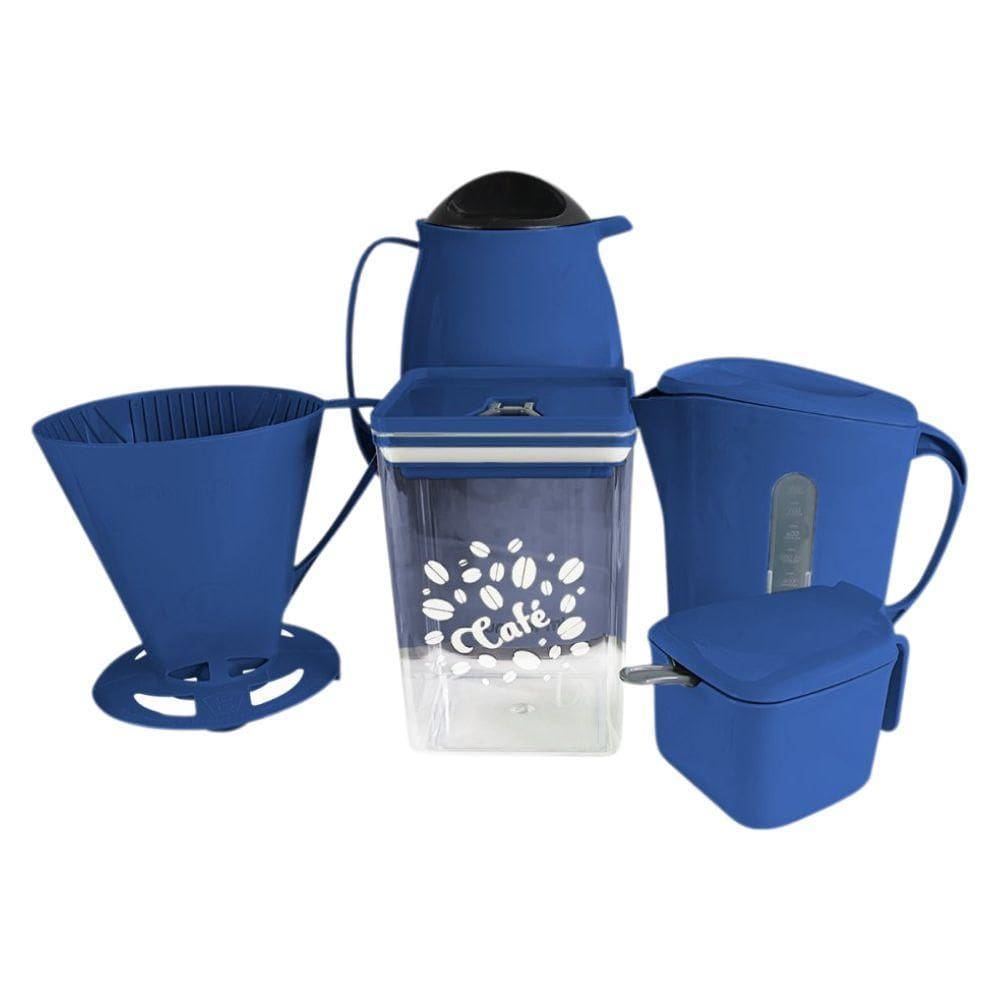 Kit Para Café Completo Super Prático Com 6 Peças Azul