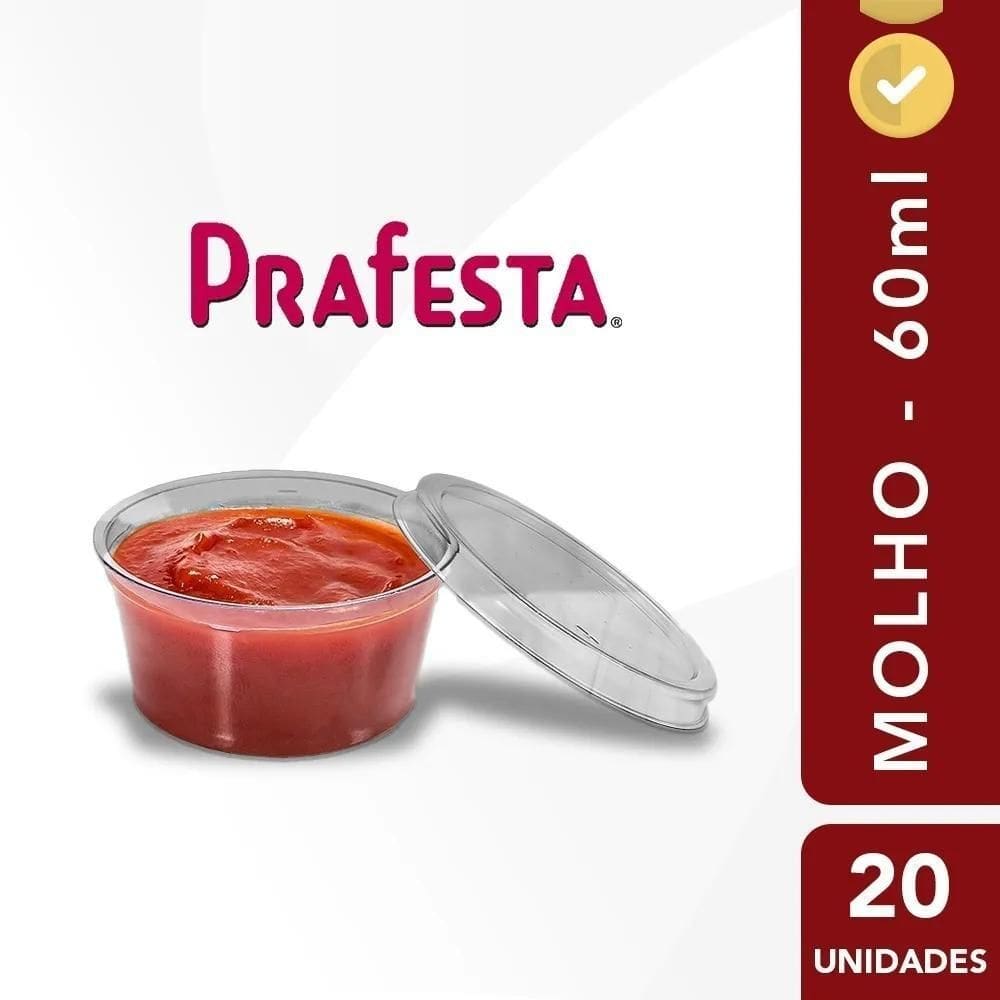 Potinho Embalagem Para Molho Delivery 60Ml Com Tampa 20Un