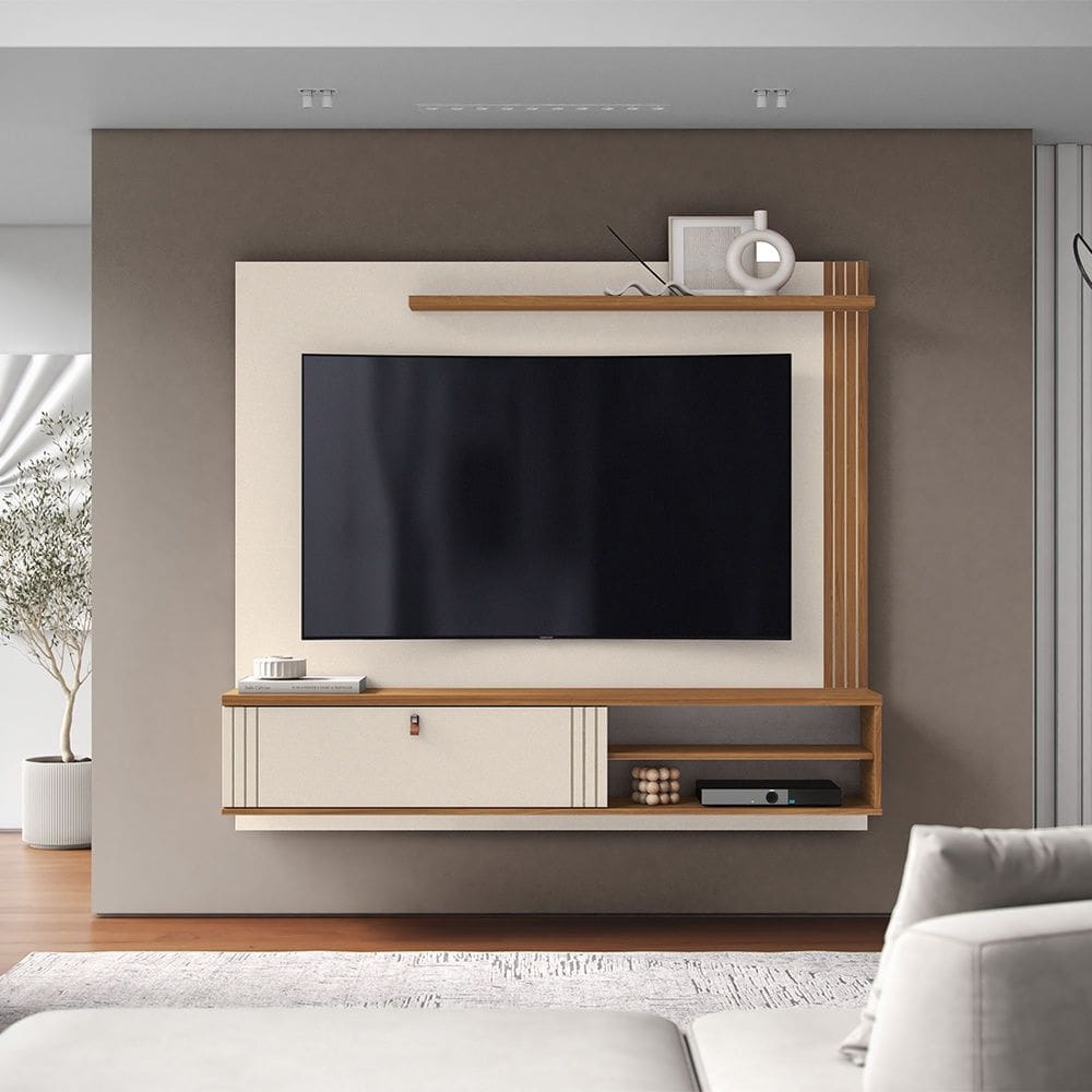 Painel Home Suspenso Laredo 1.6 Pérola Cinamomo Caramelo Mobler