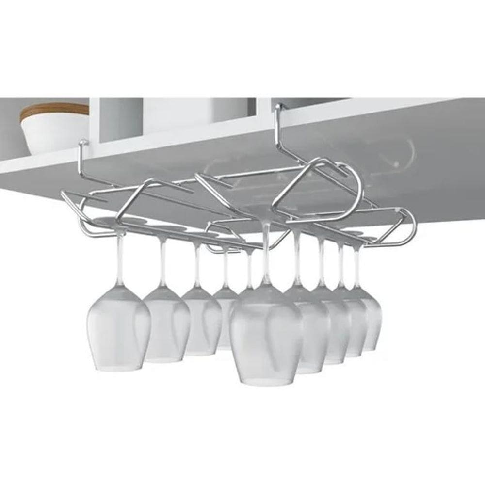 Suporte Para Taças De Vinho Encaixe Armário Prateleira Prata