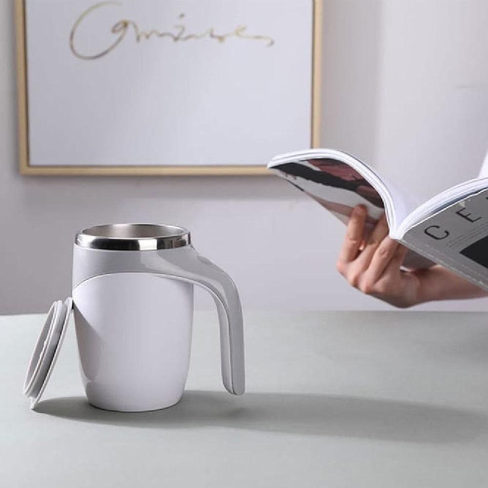 Caneca Mixer Automática 400ml Copo Misturador Magnético Shake Liquidificador Portátil Luxo Trabalho Branco