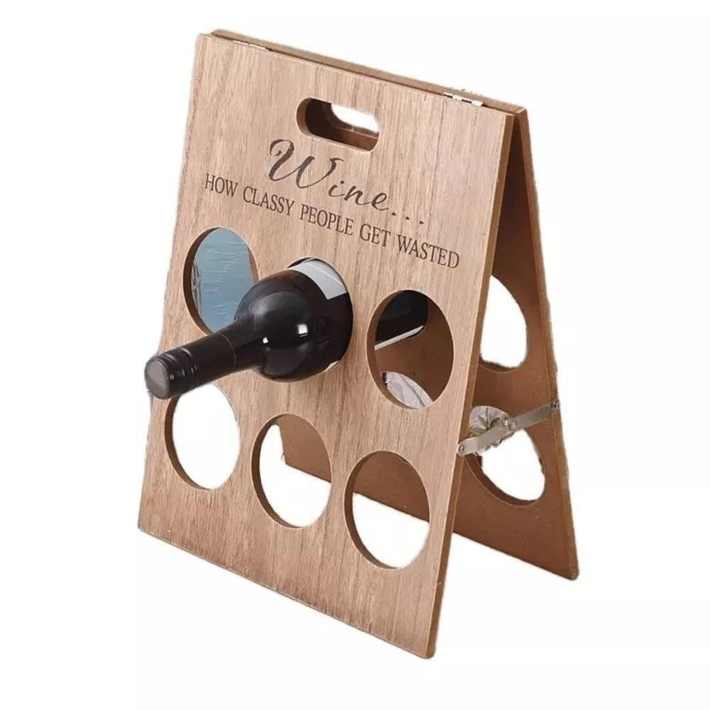 Suporte Vinhos Adega Em Madeira 6 Garrafas Mesa Bancada Retrátil Decorativo Premium