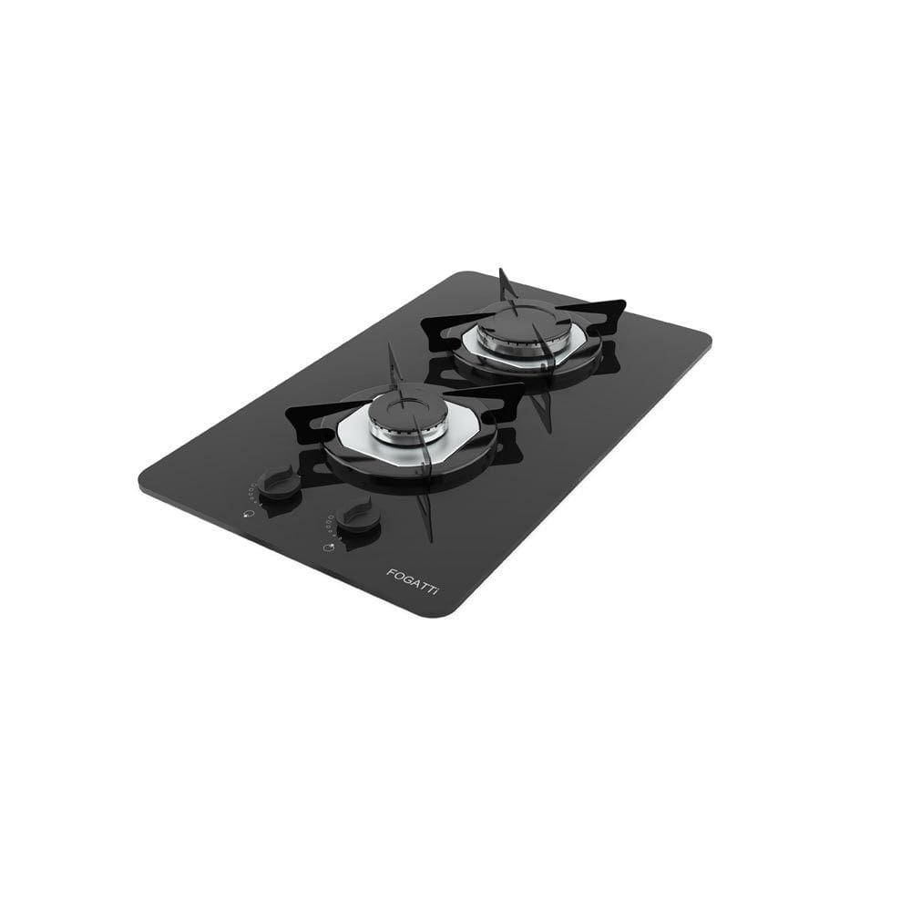 Cooktop Fogatti à Gás Fgt 2b Vidro Preto Flange Inox Preto Bivolt