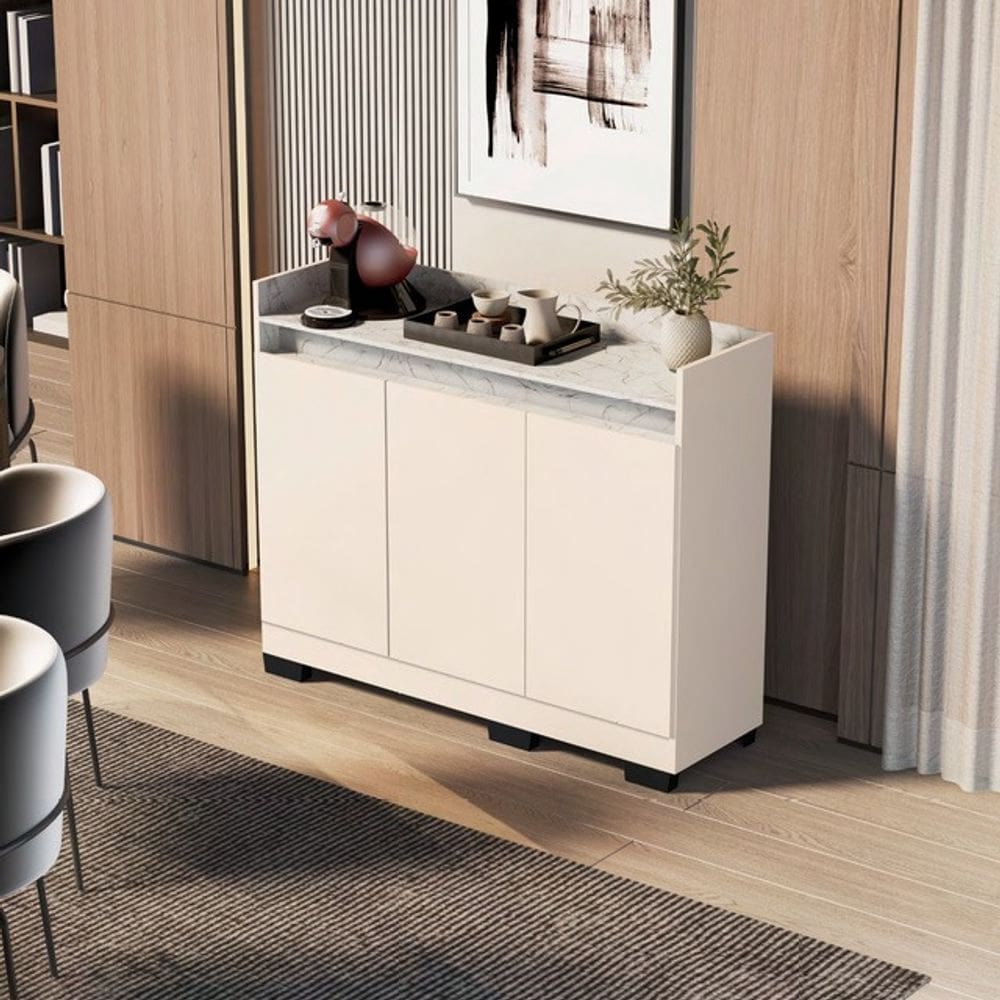 BUFFET REAL 03 PTS OFF WHITE/MARMORE BRANCO saimys