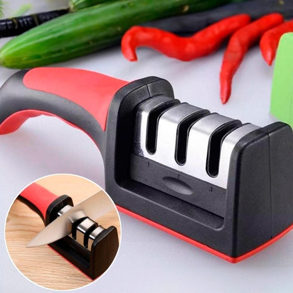 Afiador De Facas 3 Opção Amolador Faca Cerâmica