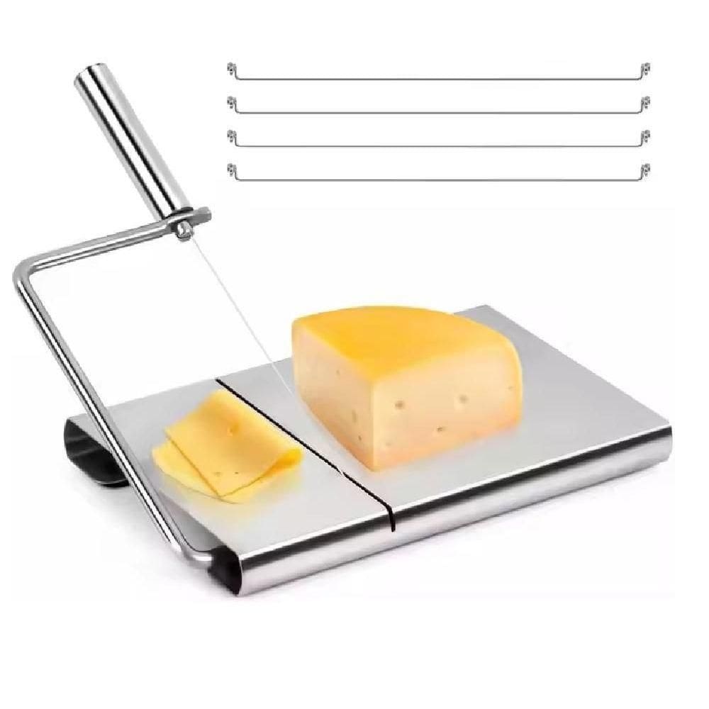 Cortador Fatiador De Queijos Bandeja Em Inox Com Fio Frutas Frios Legumes Bolo Manual Multifuncional