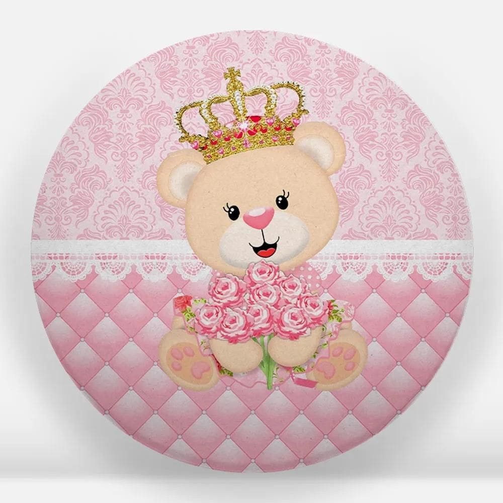 Painel Redondo Sublimado Em Tecido 1,5X1,5 Vár Ursa Realeza