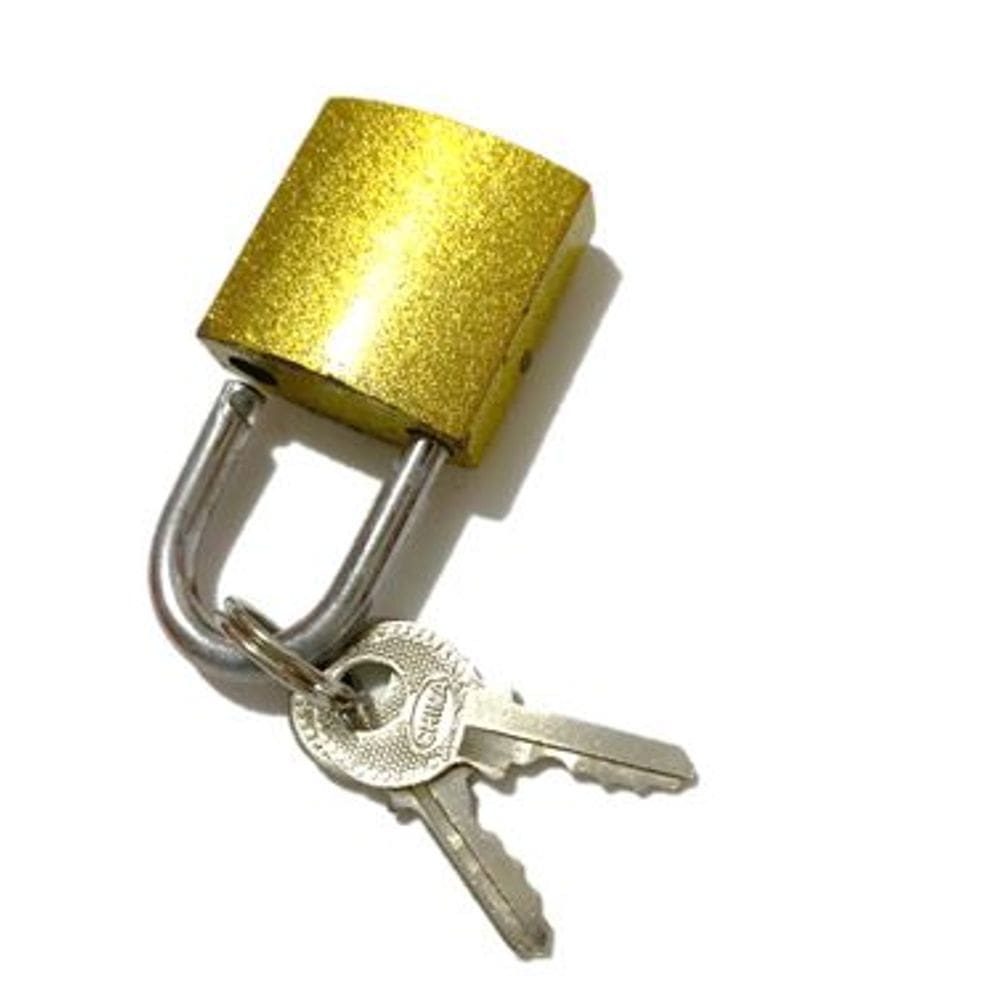 Cadeado reforçado para portão janela armário 25mm com 2 chaves dourado segurança Glory