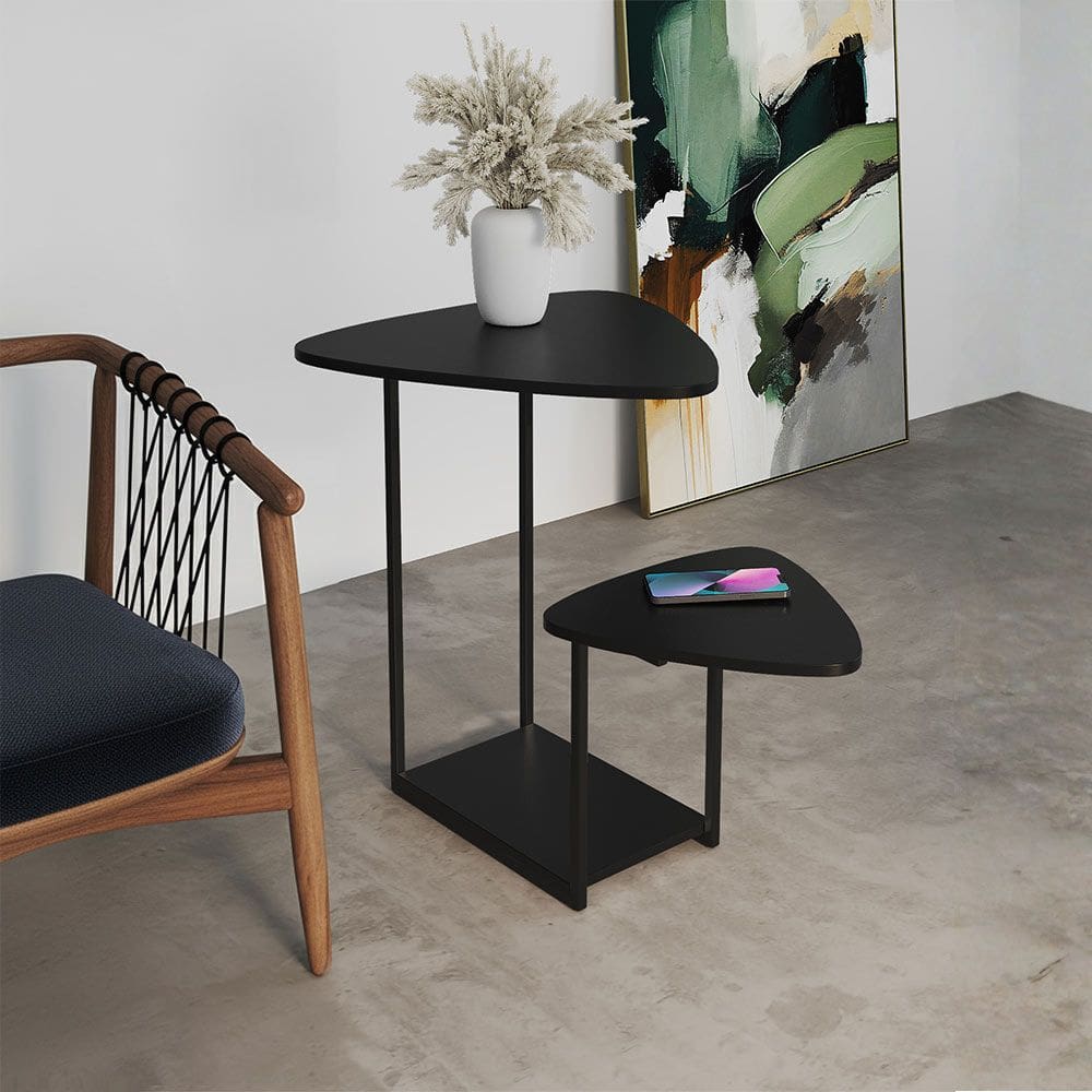 Mesa Lateral Cibele Ferro Preto Tampo Esfiha