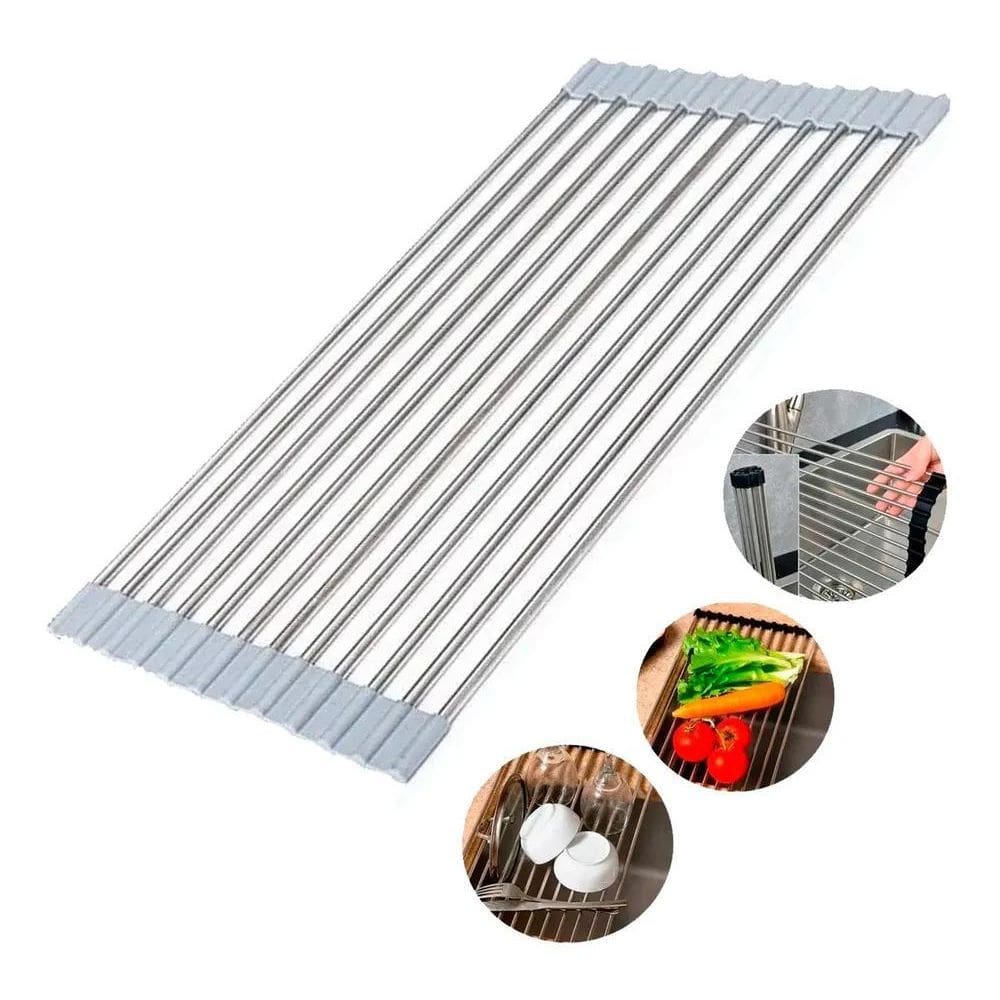 Esteira Escorredor Multiuso Descanso Panelas Inox Dobrável C