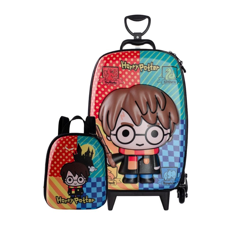 Mochila Rodas Triplas Harry Potter 3d Lancheira Escolar