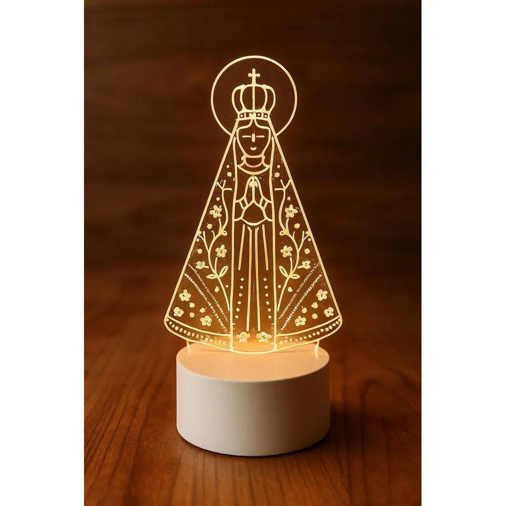Luminária Religiosa Nossa Senhora Aparecida Acrílico Led Bra