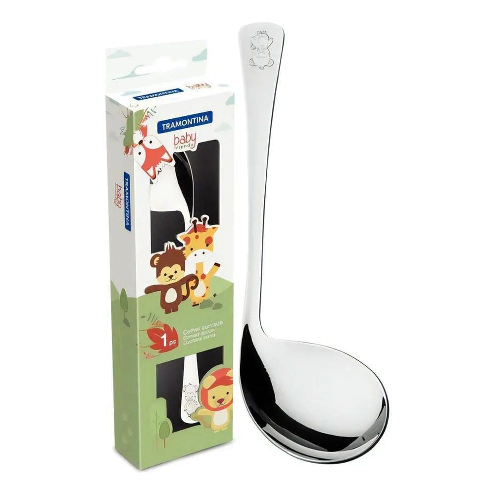 10X Colher Curvada Infantil Inox Tramontina Acabamento Bril