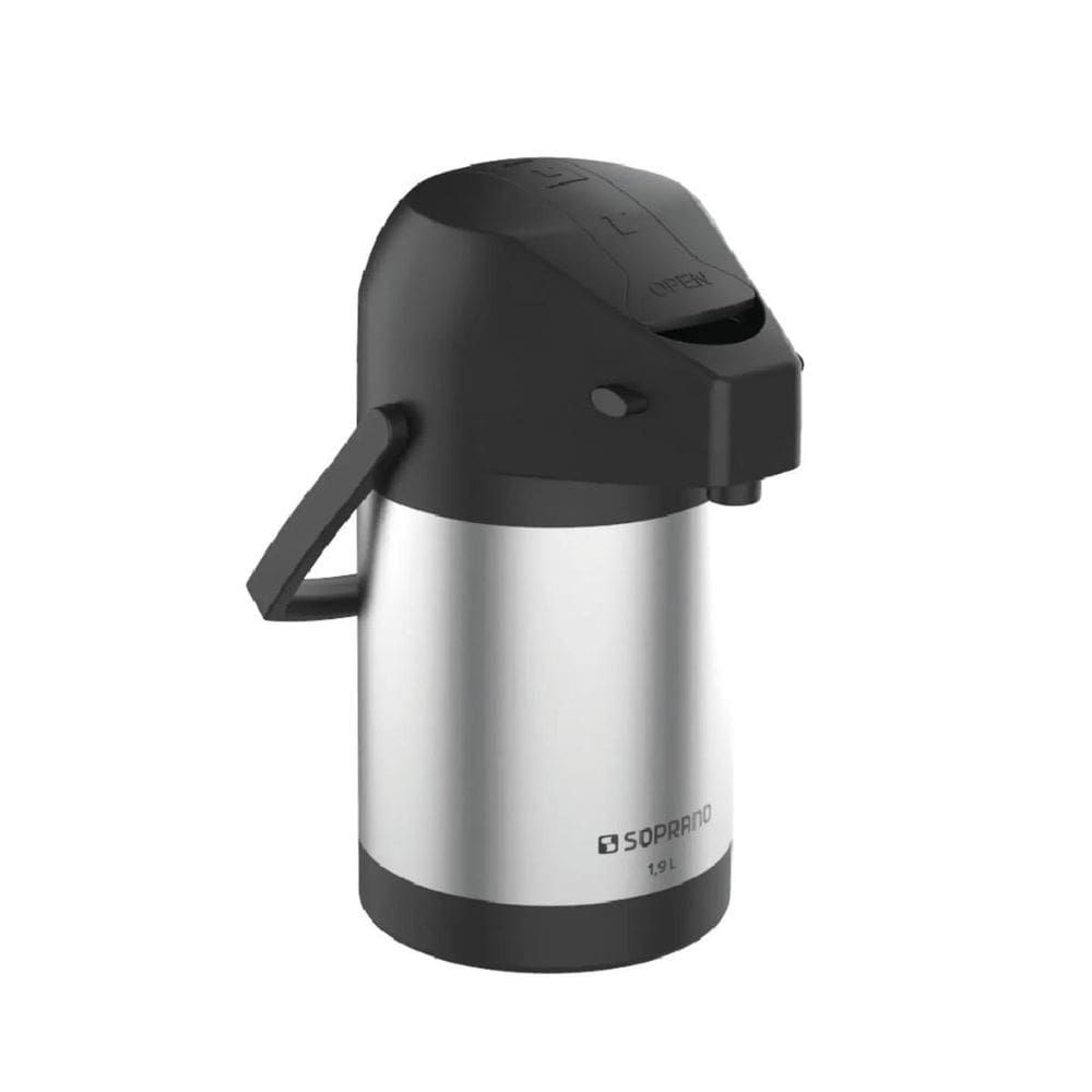 Garrafa Térmica Excellence 1,9L Inox/Preto Alta Qualidade