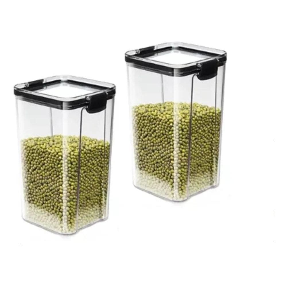 2X Kit 2 Potes Acrílico Herméticos Com Tampa 1,6L Mantimento