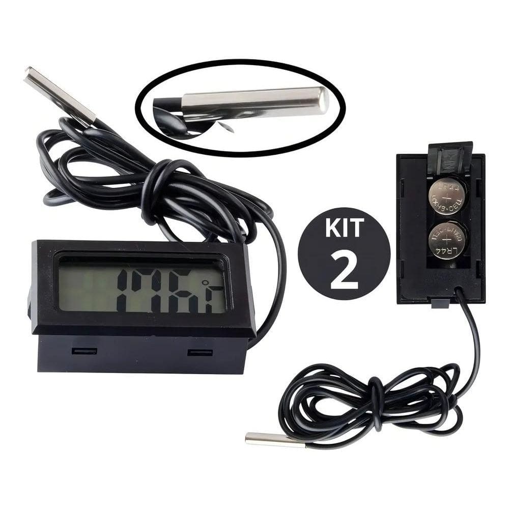 2 Termômetro Digital Freezer Aquário Chocadeira Sonda Inox