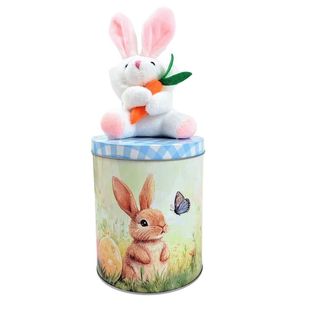 Lata Biscoito Decorativa Pascoa Metal Coelho Presente Azul
