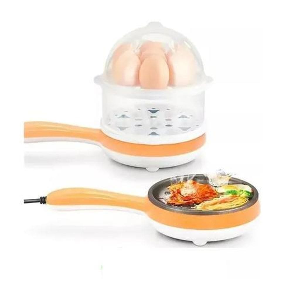 Cozedor Ovos Frigideira Elétrica Antiaderente 110V Laranja