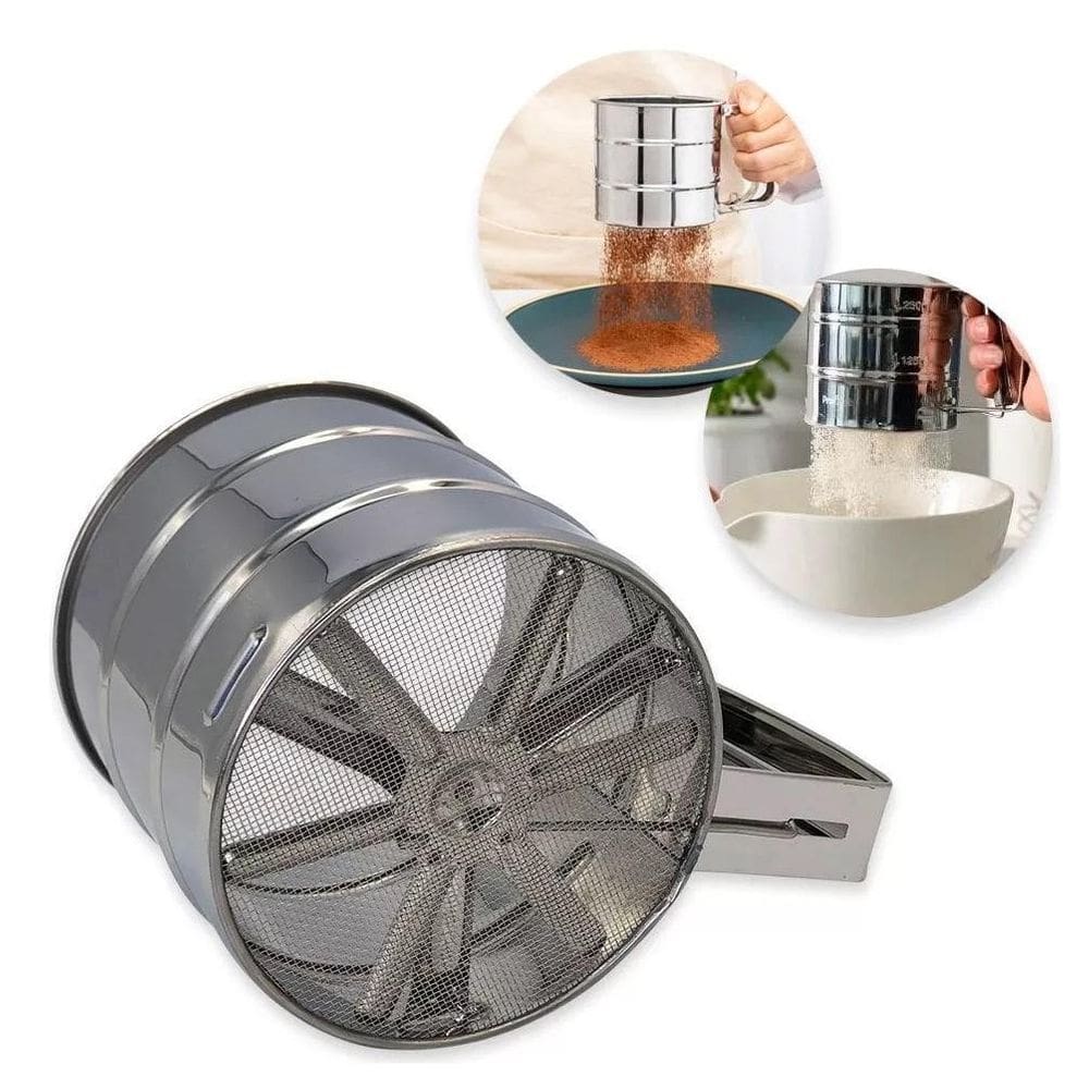 Caneca Peneira Em Aço Inox Polvilhadora Pratica Com 250G