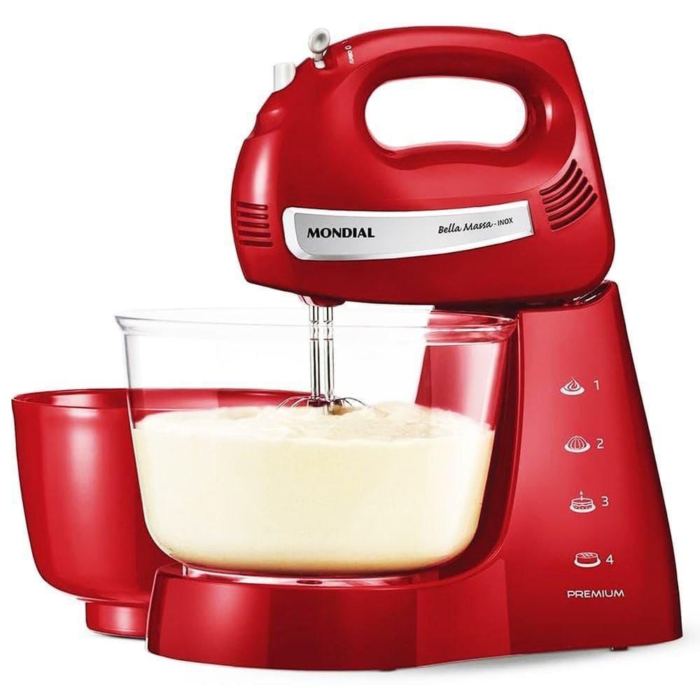 Batedeira Com Pedestal Mondial Premium Bella Massa Inox 500W 220V