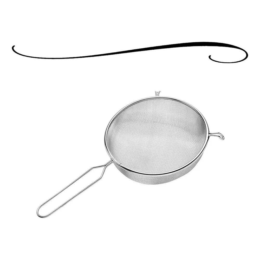 Peneira Grande Em Aço Inox 24Cm Para Casa Cozinha Peneirar S