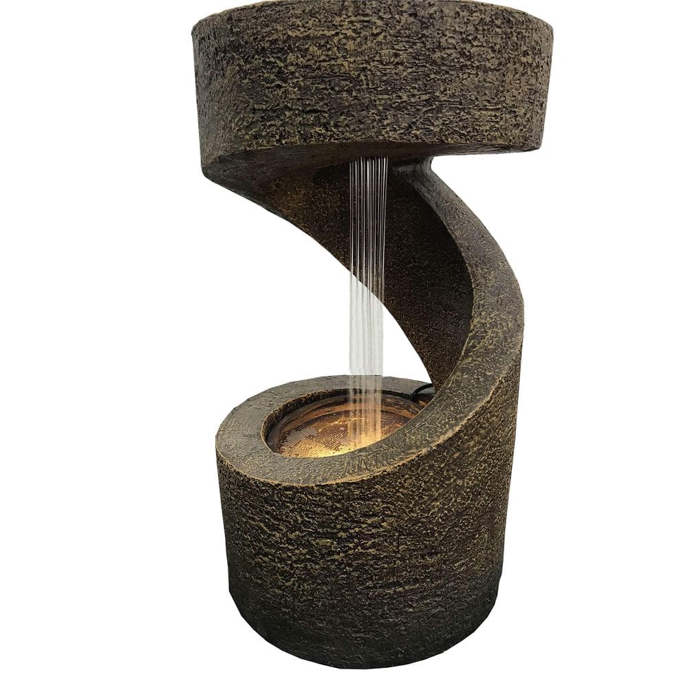 Fonte de presente Hi-Line de 43 cm de madeira com luz LED