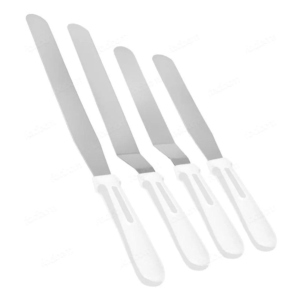 2X Kit 4 Espátulas Grande Em Aço Inox Confeiteiro Decorar Bo